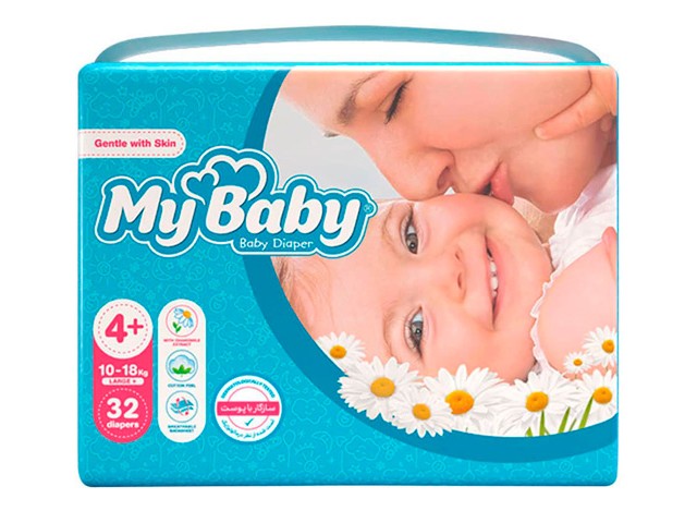 پوشک آبی سایز 4 پلاس اکو مای بی بی بسته 32 عددی