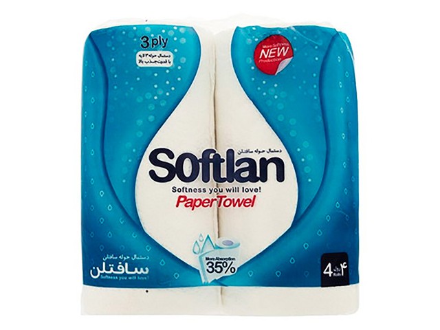 دستمال حوله ای 2 قلو طرح قطره باران سافتلن