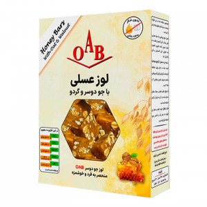 لوز عسلی با جو دوسر و گردو 150 گرمی اُ آ ب