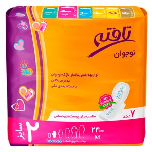 نوار بهداشتی بالدار نازک نوجوان تافته بسته 7 عددی