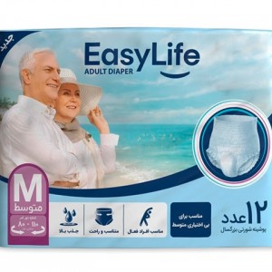 پوشک شورتی بزرگسالان ایزی لایف سایز متوسط بسته 12 عددی