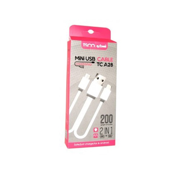 کابل تبدیل USB به microUSB و لایتنینگ تسکو مدل TC-A28 طول 0.2 متر