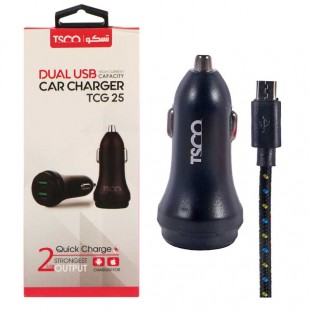 شارژر فندکی TSCO TCG 25 + کابل میکرو یو اس بی