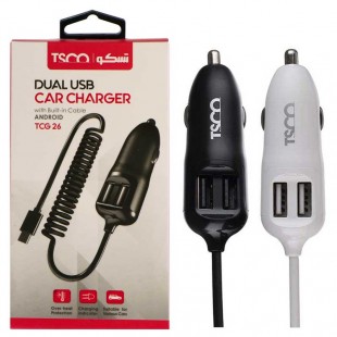 شارژر فندکی TSCO TCG 26 2Port سیم وصل میکرو یو اس بی