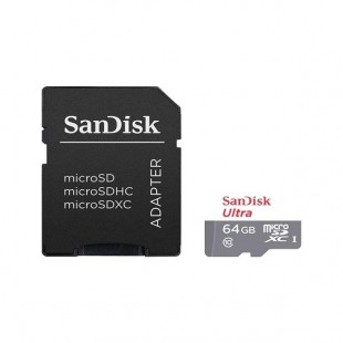 کارت حافظه microSDXC سن دیسک مدل Ultra کلاس 10 استاندارد UHS-I سرعت 100MBps ظرفیت 64 گیگابایت به همراه آداپتور SD