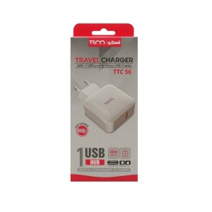 شارژر دیواری تسکو مدل TTC 56 به همراه کابل تبدیل microUSB