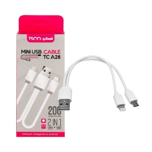 کابل تبدیل USB به microUSB و لایتنینگ تسکو مدل TC-A28 طول 0.2 متر