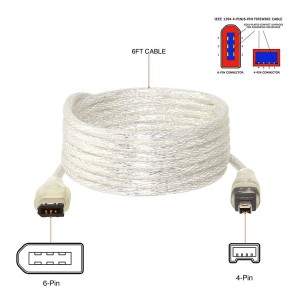 کابل رابط فایروایر 6 پین به 4 پین پی نت مدل IEEE1394 طول 1.2 متر