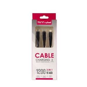 کابل تبدیل USB-C به لایتنینگ و microUSB تسکو مدل TC-A33 طول 1.20 متر