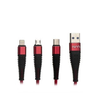 کابل تبدیل USB-C به لایتنینگ و microUSB تسکو مدل TC-A33 طول 1.20 متر