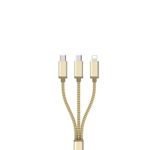 کابل تبدیل USB به microUSB/لایتنینگ الدینیو مدل LC85 3 In 1 طول 1.2 متر