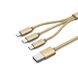 کابل تبدیل USB به microUSB/لایتنینگ الدینیو مدل LC85 3 In 1 طول 1.2 متر