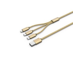 کابل تبدیل USB به microUSB/لایتنینگ الدینیو مدل LC85 3 In 1 طول 1.2 متر