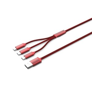 کابل تبدیل USB به microUSB/لایتنینگ الدینیو مدل LC85 3 In 1 طول 1.2 متر