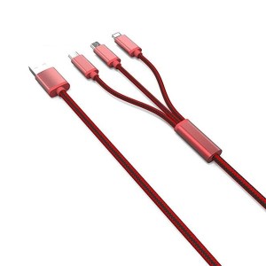 کابل تبدیل USB به microUSB/لایتنینگ الدینیو مدل LC85 3 In 1 طول 1.2 متر