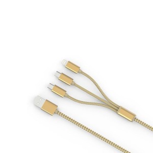 کابل تبدیل USB به microUSB/لایتنینگ الدینیو مدل LC85 3 In 1 طول 1.2 متر