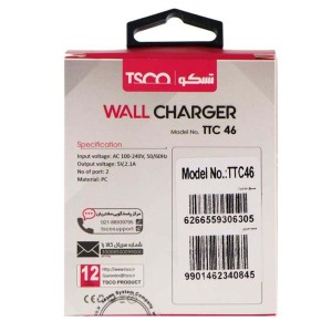 شارژر دیواری تسکو مدل TTC 46 به همراه کابل تبدیل microUSB