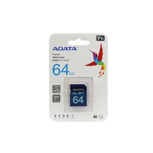 کارت حافظه‌ SDXC ای دیتا مدل Premier V10 کلاس 10 استاندارد UHS-I U1 سرعت 100MBps ظرفیت 64 گیگابایت