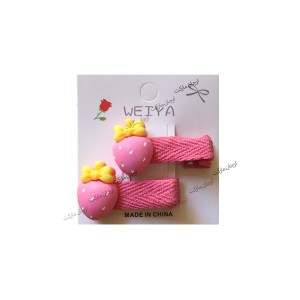 گیره موی فانتزی طرح توت فرنگی (پک دوتایی)