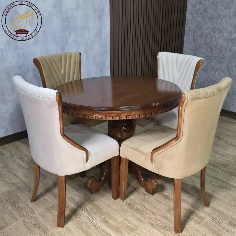 میز ناهار خوری 4 نفره گرد مدل هکتور  - 1646