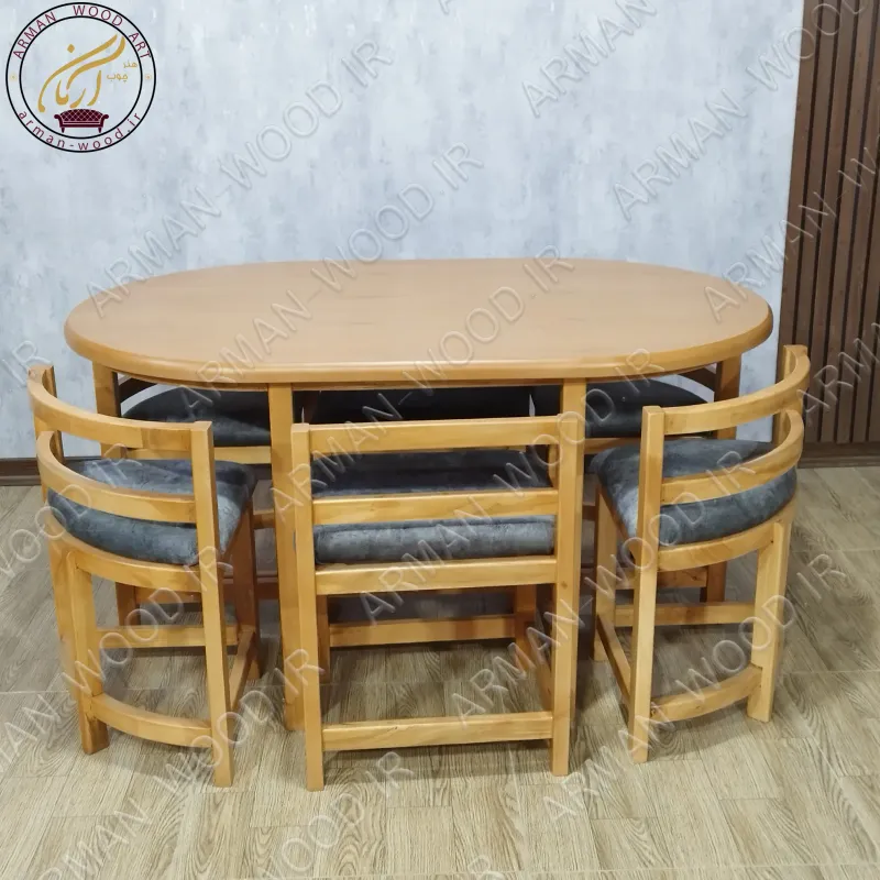 میز ناهار خوری کم جا بیضی 6 نفره-1654