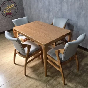 ست میز ناهارخوری چهار نفره مدل پرومکس و صندلی پیچک پلاس