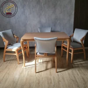 ست میز ناهارخوری چهار نفره مدل پرومکس و صندلی پیچک پلاس