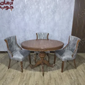 میز ناهارخوری ۴ نفره چوب توسکا میز اوبال صندلی هکتور
