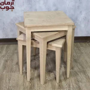 میز عسلی خام چوب راش مدل ملیتا