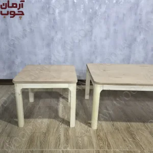 میز عسلی جلومبلی چوبی خام 3 تکه مدل دیپلمات