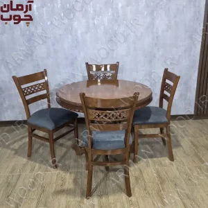 میز غذاخوری چوبی ۴ نفره مدل عروس با صندلی پازل