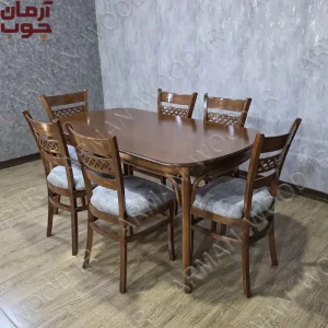 میز ناهارخوری 6 نفره چوبی مدل لهستانی و پازل