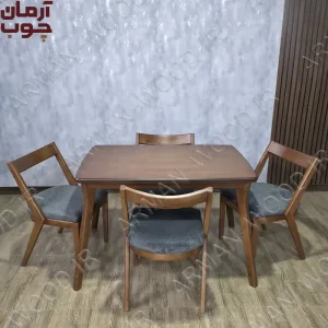 خرید میز ناهارخوری ۴ نفره چوبی تفنگی و دیاموند