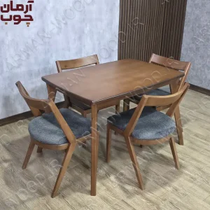 میز ناهارخوری ۴ نفره چوب راش تفنگی و دیاموند