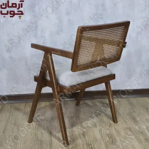 صندلی ناهار خوری چوب راش پشت حصیری