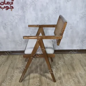 صندلی ناهار خوری چوب راش پشت حصیری