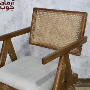 صندلی ناهار خوری چوب راش پشت حصیری