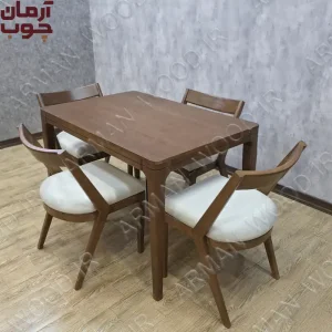 میز غذاخوری 4 نفره چوب راش نوین و دیاموند