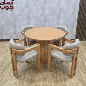 میز ناهارخوری 4 نفره چوب راش مدل اچ (ونوس) پارچه مون