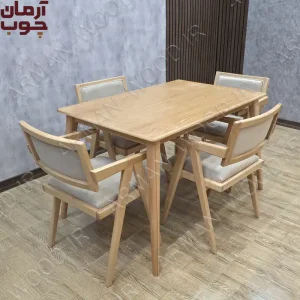 میز غذا خوری ۴ نفره چوب راش مدل کرولا و سپهر