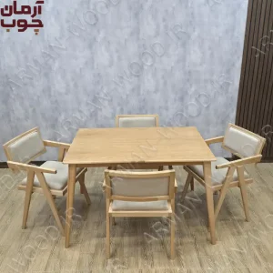 میز غذا خوری ۴ نفره چوب راش مدل کرولا و سپهر