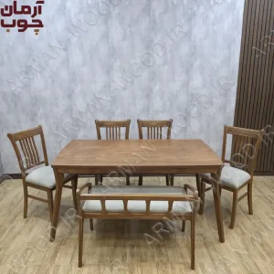 میز ناهار خوری نیمکتی راش 6 نفره افرا - 2026