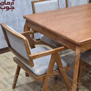 میز ناهار خوری چوب راش 6 نفره با میز دنا