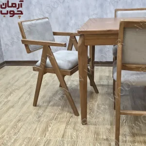 میز ناهار خوری چوب راش 6 نفره با میز دنا