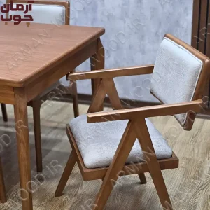 میز ناهار خوری چوب راش 6 نفره با میز دنا