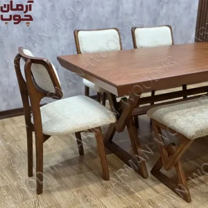 میز ناهار خوری با صندلی نیمکتی لیزا