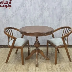 میز غذا خوری دو نفره چوبی سبدی و ترنج