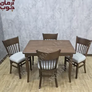 میز ناهار خوری ۴ نفره چوبی مدل درنا و شاهین