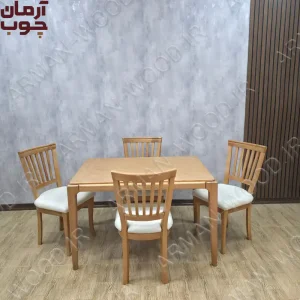 میز ناهار خوری 4 نفره چوبی مدل ونیز و نگین