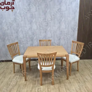 میز ناهار خوری 4 نفره چوبی مدل ونیز و نگین